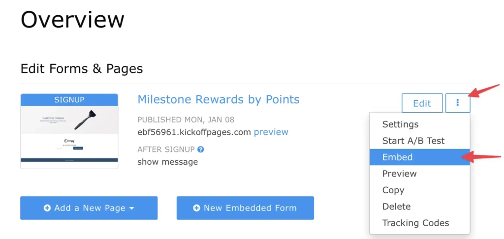 select embed from the dropdown