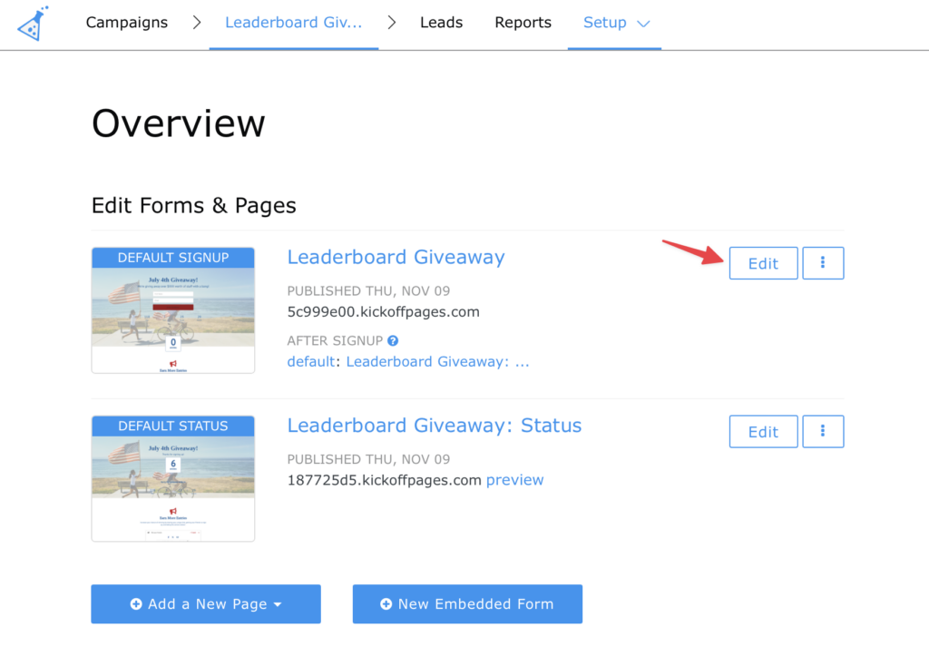 landing page editor