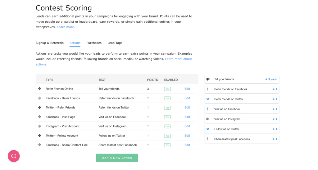 scoring settings
