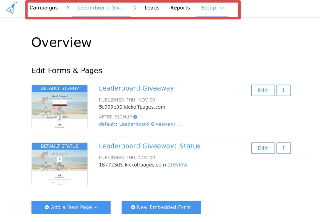 campaign dashboard nav