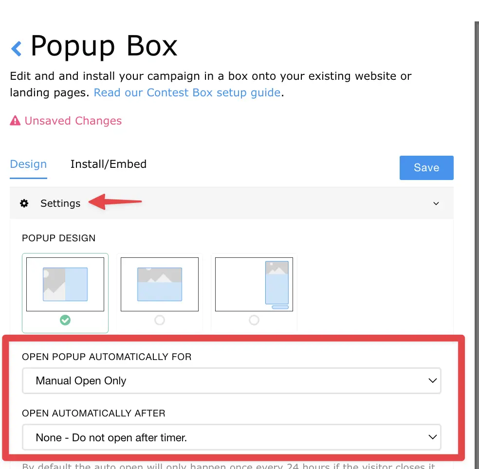 campaign box timer settings