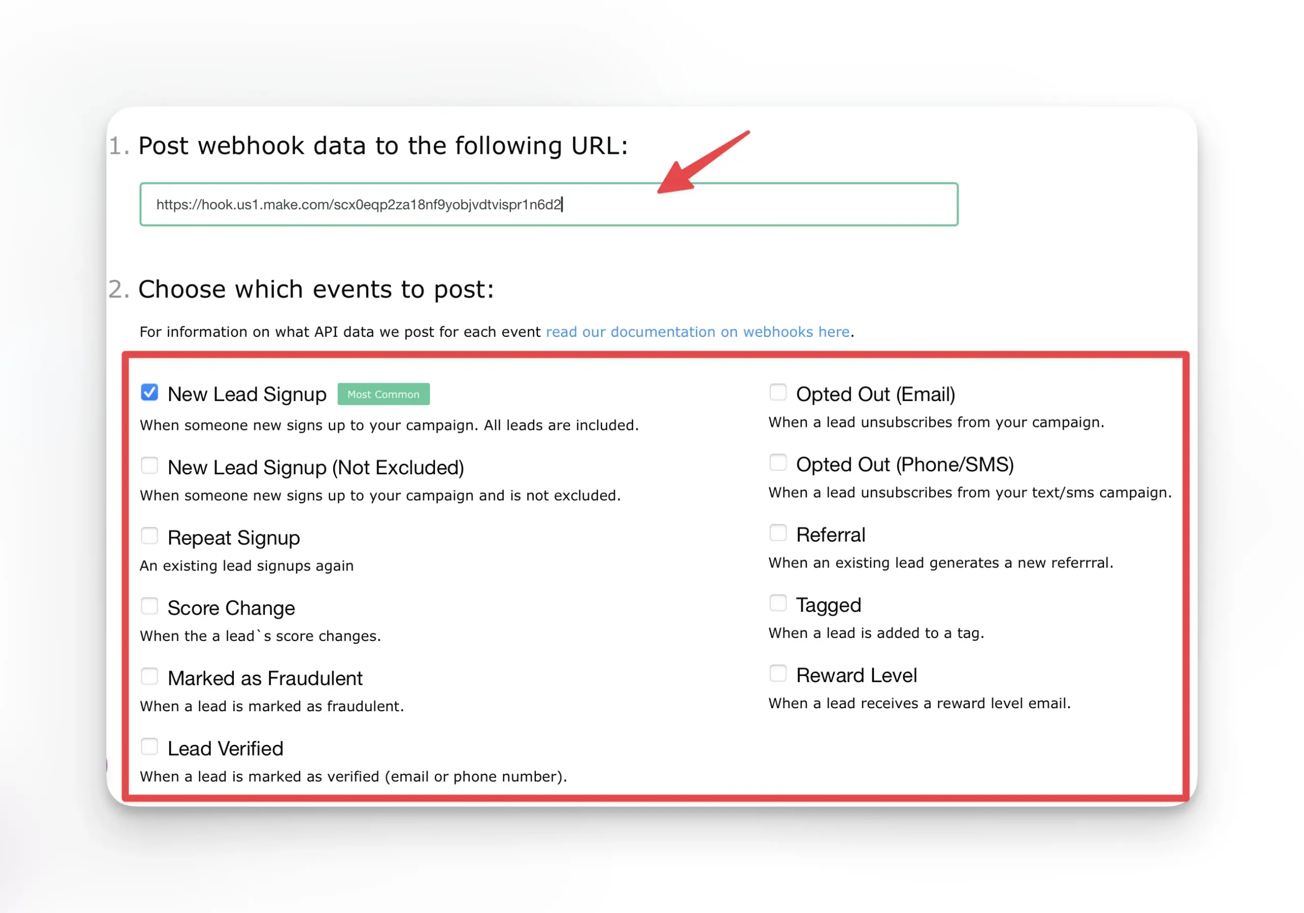 Configure webhook settings