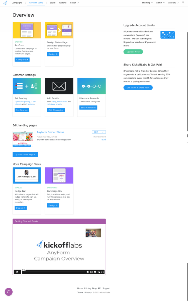 dashboard overview anyform