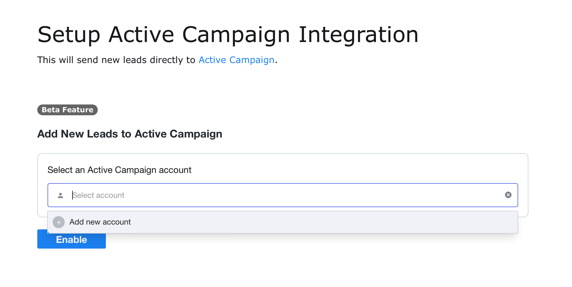 connect your activecampaign account