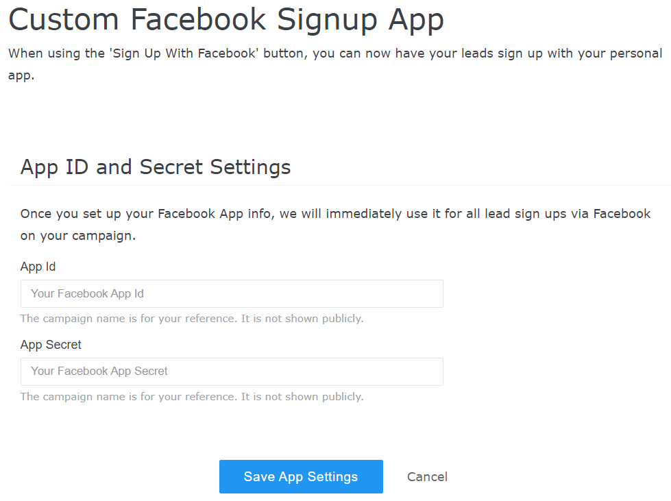Custom Facebook Signup App