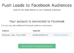 Push leads to facebook