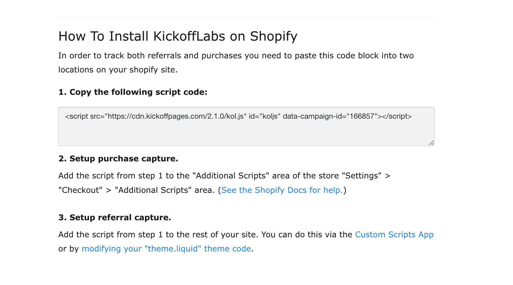 copy the script to add to shopify