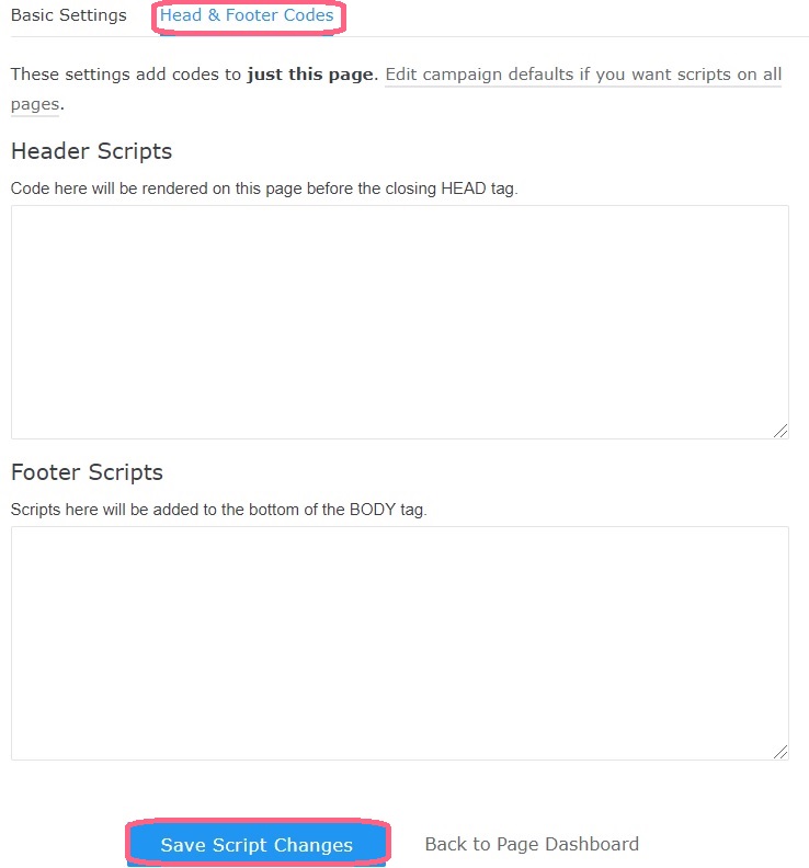 Page settings - Head and footer