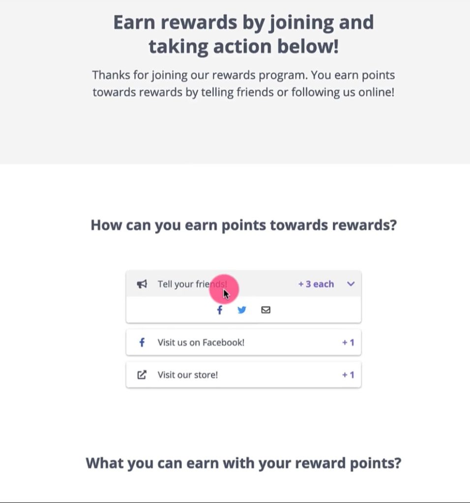 Single page reward campaign