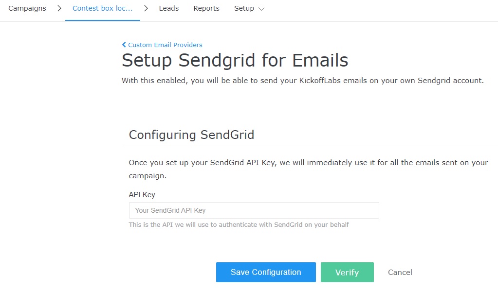 Setup Sendgrid Web API