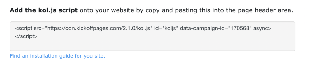base script to be placed in header area of website