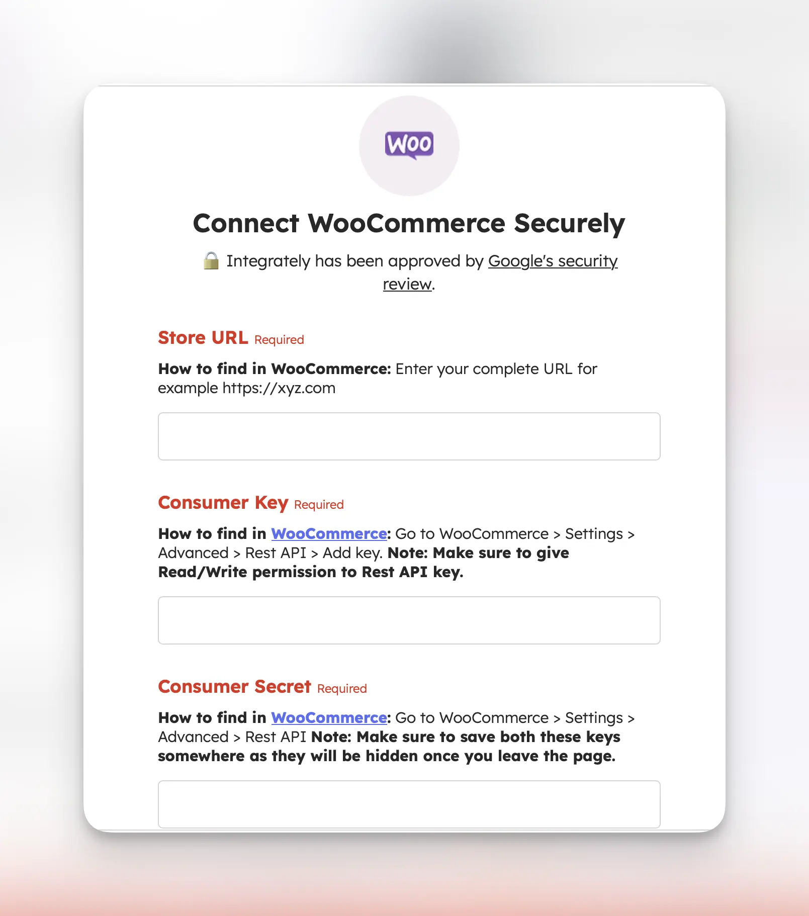 Connect Woocommerce account