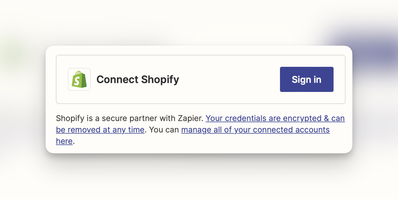 Connect Zapier to Shopify